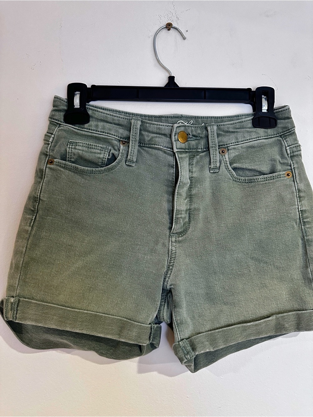 High-Rise Olive Green Women's Denim Shorts